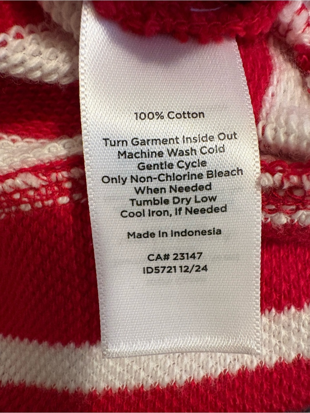Talbot’s Hoodie Red White Stripes Cotton Drawstring Size XL Side Slits NEW - Picture 5 of 8